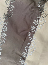 NEW Lady Kristen Designer 100% Silk Taffeta Embroidered Stripe Floral Fabric- Ice Blue & Warm Grey - Fancy Styles Fabric Pierre Frey Lee Jofa Brunschwig & Fils
