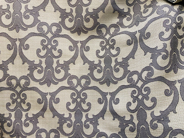 NEW! King Radcliffe Linen Inspired Woven Fabric Grey Damask On Natural Style# JP10001 - Fancy Styles Fabric Pierre Frey Lee Jofa Brunschwig & Fils