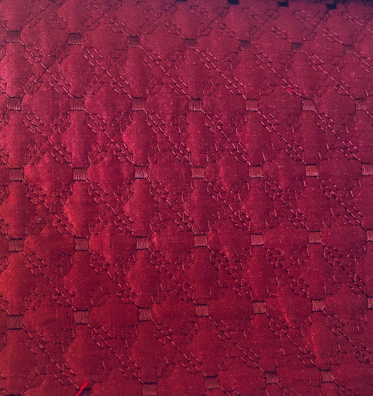 NEW Princess Amy 100% Silk Designer Wine Red Quilted Fabric- SB_4_12 - Fancy Styles Fabric Pierre Frey Lee Jofa Brunschwig & Fils