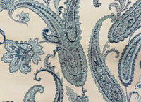 NEW Queen Kat Jacquard Satin Paisley Fabric Made in Italy- Upholstery & Drapery- Blue and Nude Pink - Fancy Styles Fabric Pierre Frey Lee Jofa Brunschwig & Fils