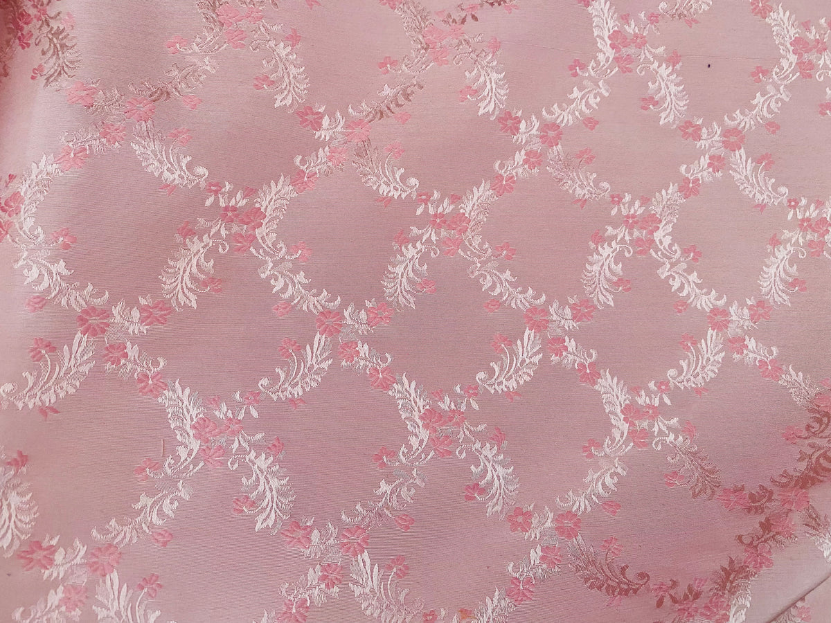 NEW Queen of Dublin Novelty Floral Embroidered 100% Silk Fabric in Pink - Fancy Styles Fabric Pierre Frey Lee Jofa Brunschwig & Fils