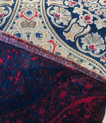 Queen Maria Designer Burnout Italian Velvet Fabric- Red, Navy, & Gold - Upholstery - Fancy Styles Fabric Pierre Frey Lee Jofa Brunschwig & Fils