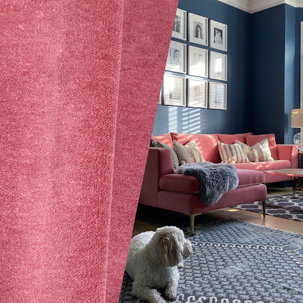 NEW! Princess Piama - Made in England- Soft Solid Cotton Blend Velvet Fabric in Soft Rose Pink - Fancy Styles Fabric Pierre Frey Lee Jofa Brunschwig & Fils