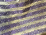 NEW Princess Ariella 100% Silk Organza Stripe Fabric- Cream and Purple
