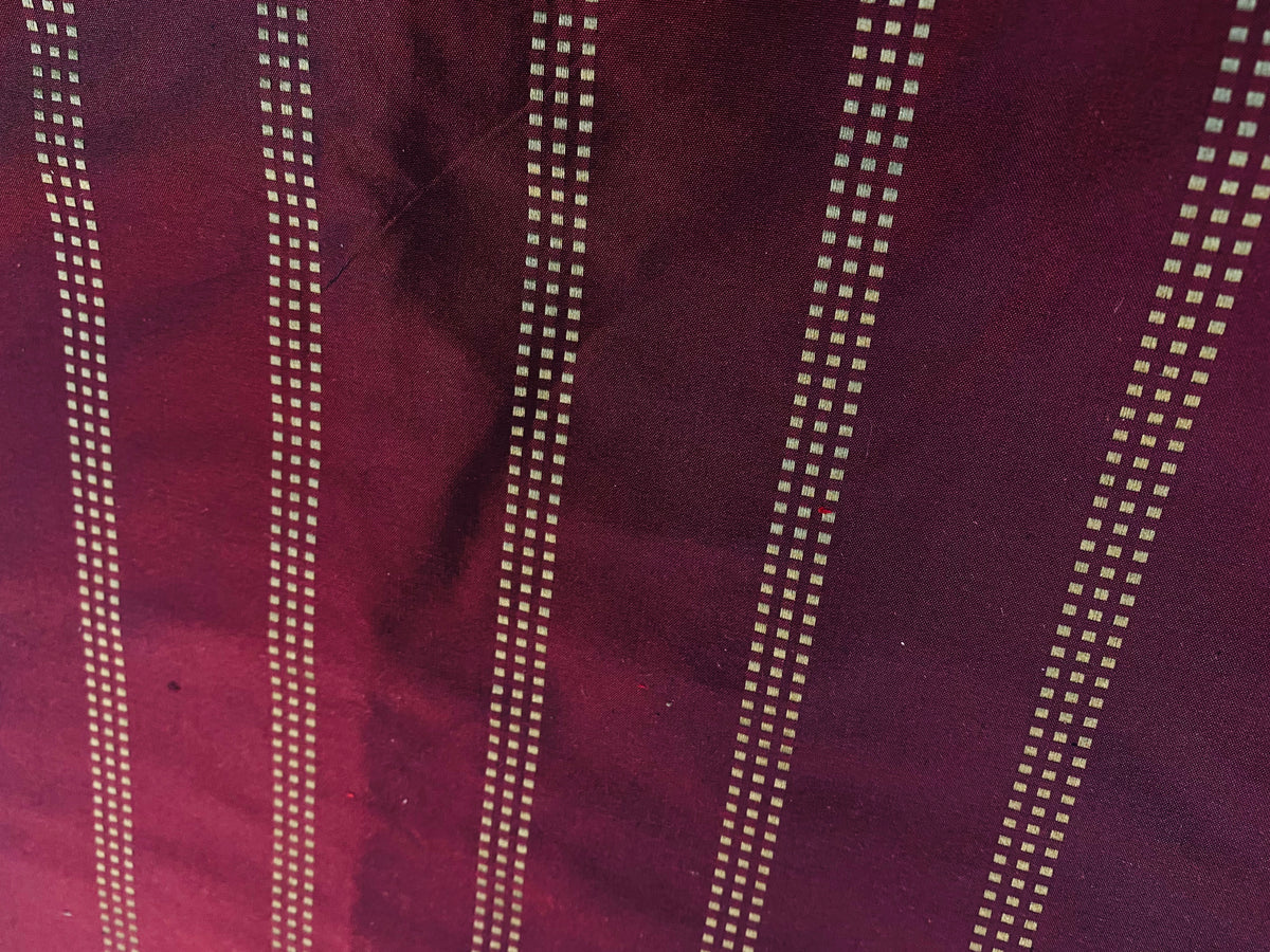 NEW Lady Amalie Designer 100% Silk Taffeta Fabric with Red and Gold Dot Stripes - Fancy Styles Fabric Pierre Frey Lee Jofa Brunschwig & Fils