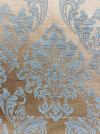 NEW! SALE! Princess Popper Satin Medallion Decorating & Upholstery Fabric - Blue and Beige Gold - Fancy Styles Fabric Pierre Frey Lee Jofa Brunschwig & Fils