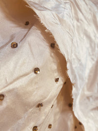 NEW Novelty Couture 100% Silk Taffeta Copper Crystal Beaded Fabric Cream - Fancy Styles Fabric Pierre Frey Lee Jofa Brunschwig & Fils