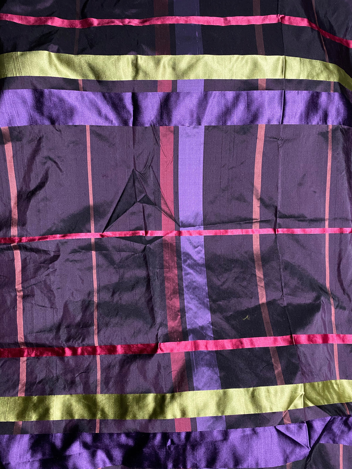 NEW Duchess Philippa Designer 100% Silk Dupioni Plaid Tartan Ribbon Fabric Purple - Fancy Styles Fabric Pierre Frey Lee Jofa Brunschwig & Fils