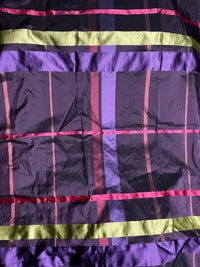 NEW Duchess Philippa Designer 100% Silk Dupioni Plaid Tartan Ribbon Fabric Purple - Fancy Styles Fabric Pierre Frey Lee Jofa Brunschwig & Fils