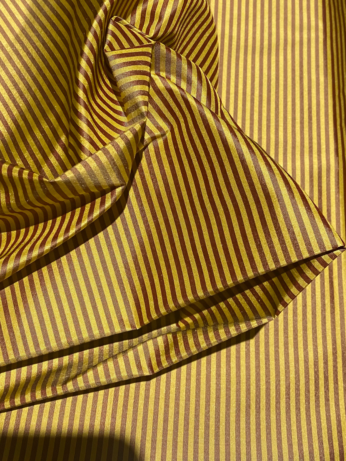 NEW Lady Bernadette 100% Silk Taffeta Fabric with 1/8” Burgundy and Yellow Stripes SB_8_50 - Fancy Styles Fabric Pierre Frey Lee Jofa Brunschwig & Fils
