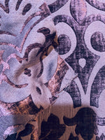 NEW Queen Iris Designer Velvet Chenille Burnout Medallion Upholstery & Drapery Fabric - Purple