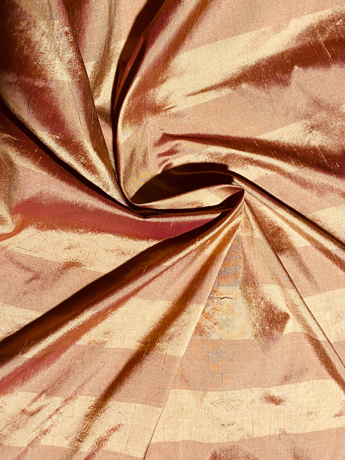 NEW Prince Ezekiel 100% Silk Dupioni Stripe Fabric - Faded Red and Gold - Fancy Styles Fabric Pierre Frey Lee Jofa Brunschwig & Fils
