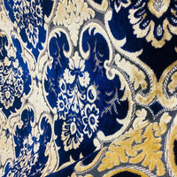 NEW Sir Scott Designer Italian Burnout Medallion Chenille Velvet Fabric Jewel Blue and Beige Yellow- Upholstery - Fancy Styles Fabric Pierre Frey Lee Jofa Brunschwig & Fils