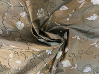NEW Lady Tremaine Designer 100% Silk Dupioni Embroidered Fabric - Old Gold - Fancy Styles Fabric Pierre Frey Lee Jofa Brunschwig & Fils