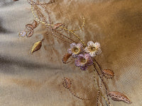NEW! Duchess Rowena 100% Silk Dupioni Embroidery Floral Fabric- Old Gold - Fancy Styles Fabric Pierre Frey Lee Jofa Brunschwig & Fils