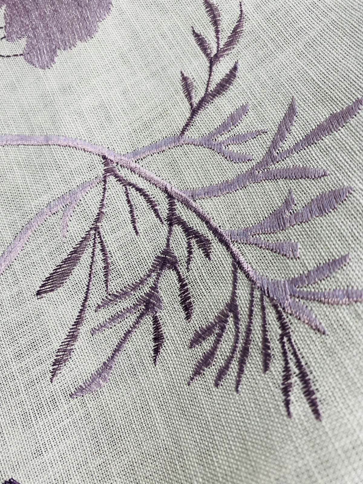 NEW! SALE! Queen Joelle 100% Linen Fabric Floral Embroidery- Purple - Fancy Styles Fabric Pierre Frey Lee Jofa Brunschwig & Fils
