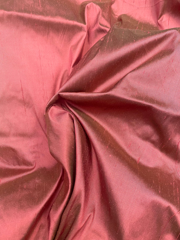NEW Duchess Mable 100% Silk Dupioni - Solid Dusty Rose with Green Iridescence Fabric - Fancy Styles Fabric Pierre Frey Lee Jofa Brunschwig & Fils