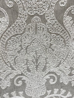 NEW! Lady Lila Novelty Crewel Embroidered Fabric Light Grey and White - Fancy Styles Fabric Pierre Frey Lee Jofa Brunschwig & Fils