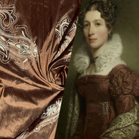 NEW Lady Erin 100% Silk Dupioni Embroidered Paisley Fabric Brown and Blue SB_3_25 - Fancy Styles Fabric Pierre Frey Lee Jofa Brunschwig & Fils