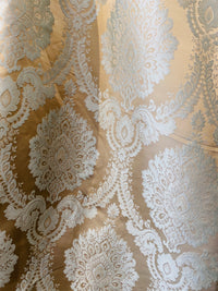 NEW! Prince Prescott Brocade Medallion Satin Fabric- Gold and White - Fancy Styles Fabric Pierre Frey Lee Jofa Brunschwig & Fils