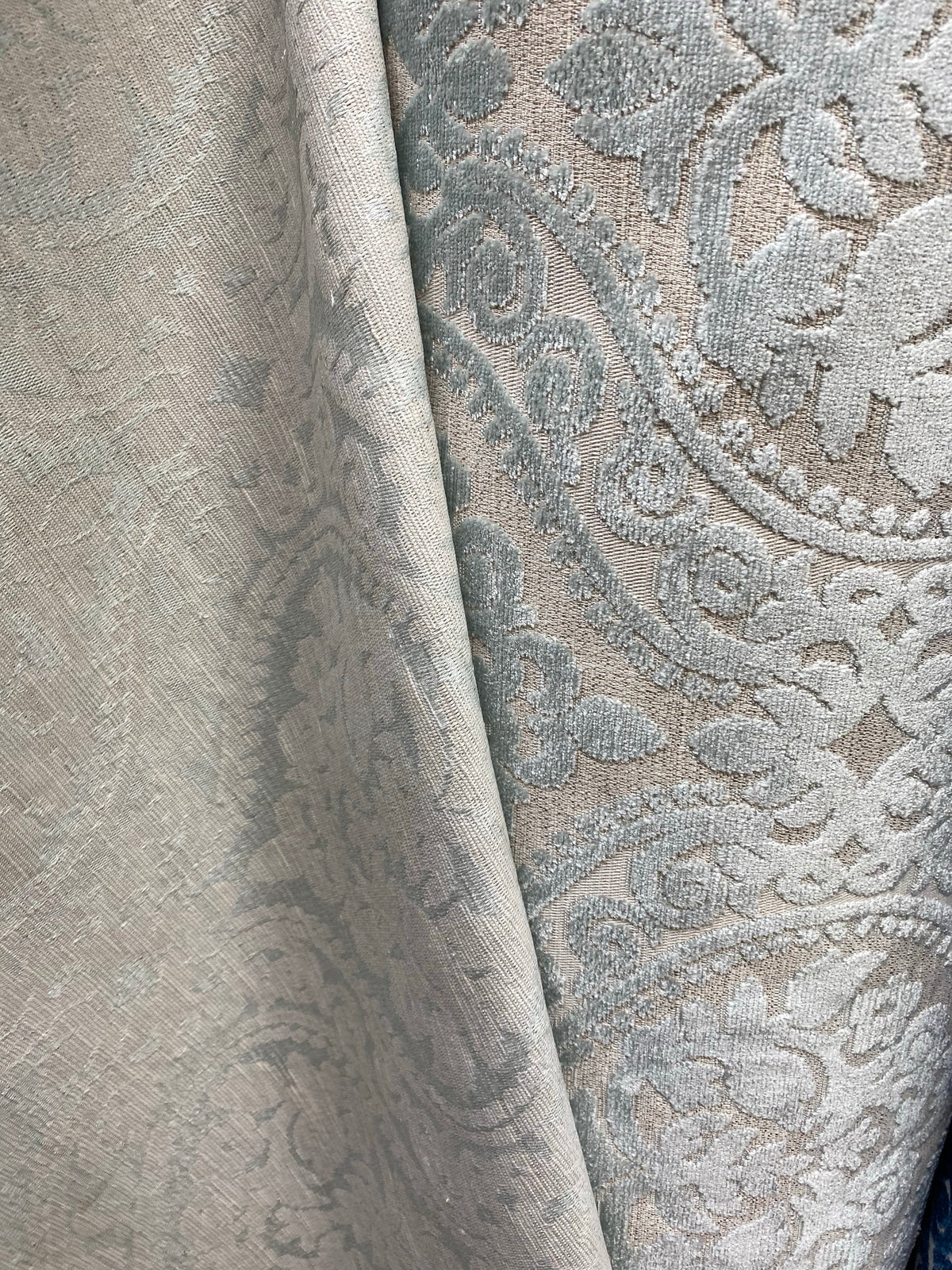 NEW! Sir Sanders Novelty Burnout Medallion Chenille Velvet Fabric - Light Aqua Blue- Upholstery - Fancy Styles Fabric Pierre Frey Lee Jofa Brunschwig & Fils