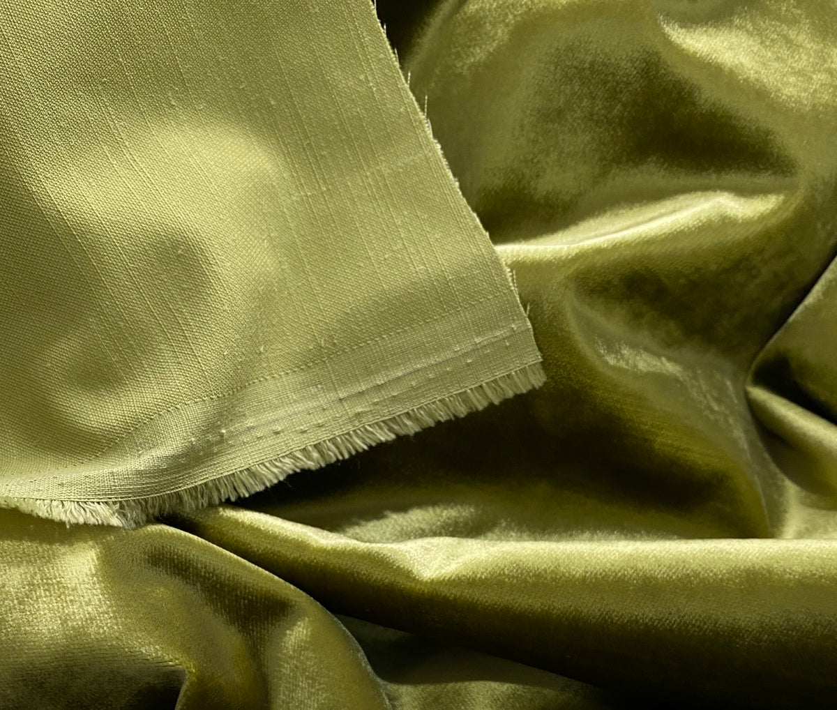 2 Yard Remnant: Designer Made In Belgium Upholstery Velvet Fabric- Green Yellow - Fancy Styles Fabric Pierre Frey Lee Jofa Brunschwig & Fils