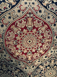 Queen Maria Designer Burnout Italian Velvet Fabric- Red, Navy, & Gold - Upholstery - Fancy Styles Fabric Pierre Frey Lee Jofa Brunschwig & Fils