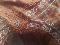 NEW Queen Riviera Novelty 100% Silk Dupioni Embroidered Floral Fabric - Copper Pink - Fancy Styles Fabric Pierre Frey Lee Jofa Brunschwig & Fils