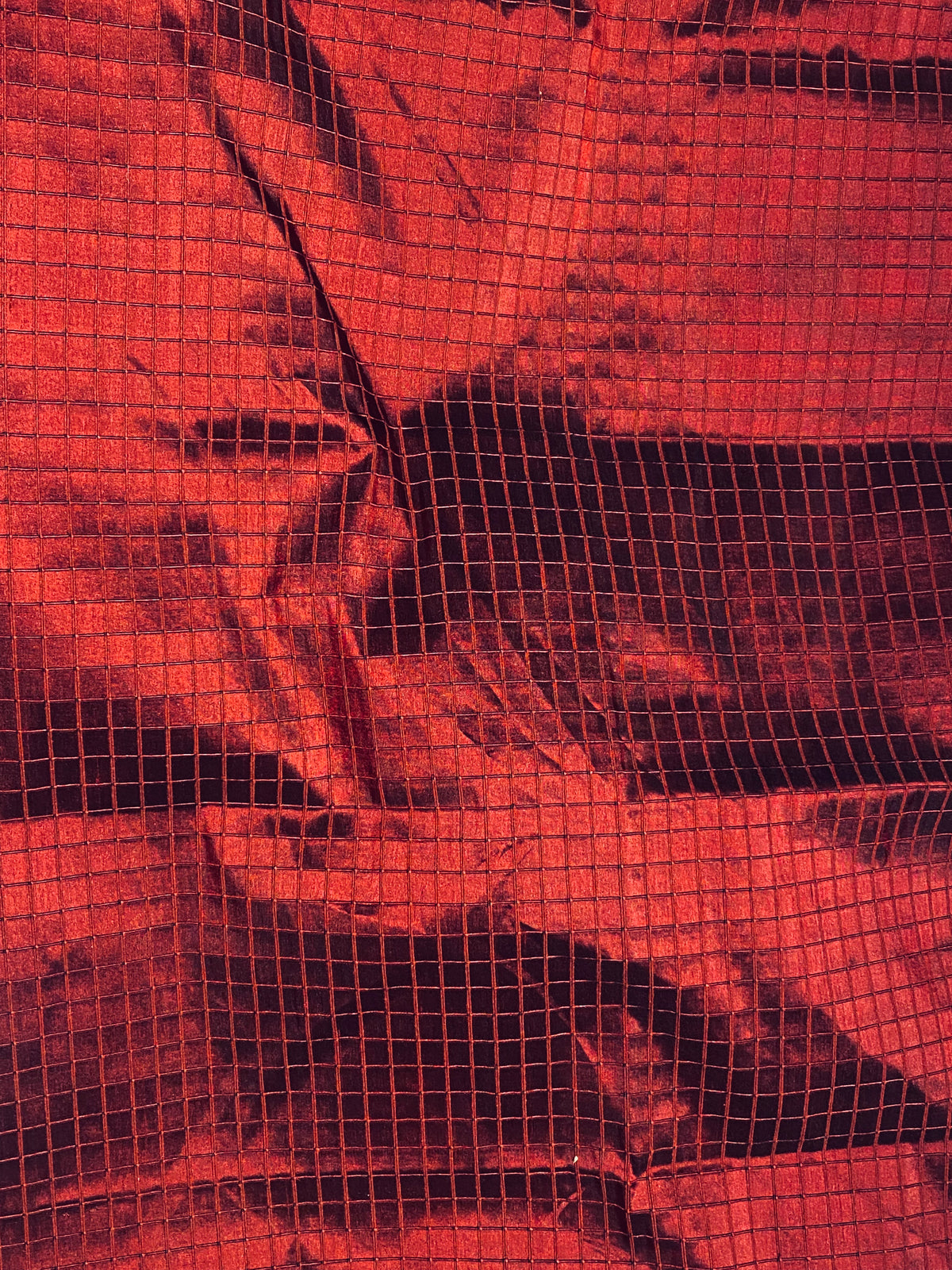 NEW Duchess Jenna 100% Silk Taffeta Fabric- Ruby Red with Embroidered Squares- SB_6_13 - Fancy Styles Fabric Pierre Frey Lee Jofa Brunschwig & Fils