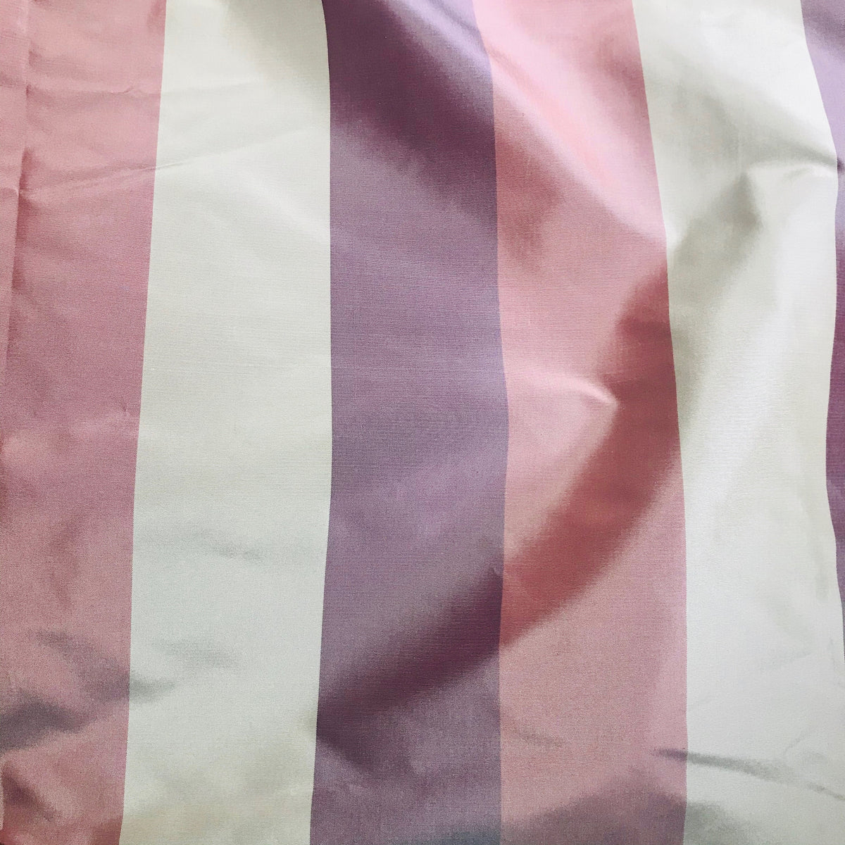 NEW Lady Aubrey Designer 100% Silk Taffeta Ecru, Purple, & Mauve Stripes - Fancy Styles Fabric Pierre Frey Lee Jofa Brunschwig & Fils