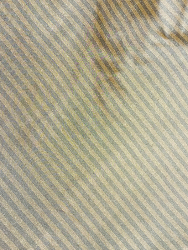 NEW Prince Derek 100% Silk Taffeta 1/4” Stripe Fabric - Grey and Gold - Fancy Styles Fabric Pierre Frey Lee Jofa Brunschwig & Fils