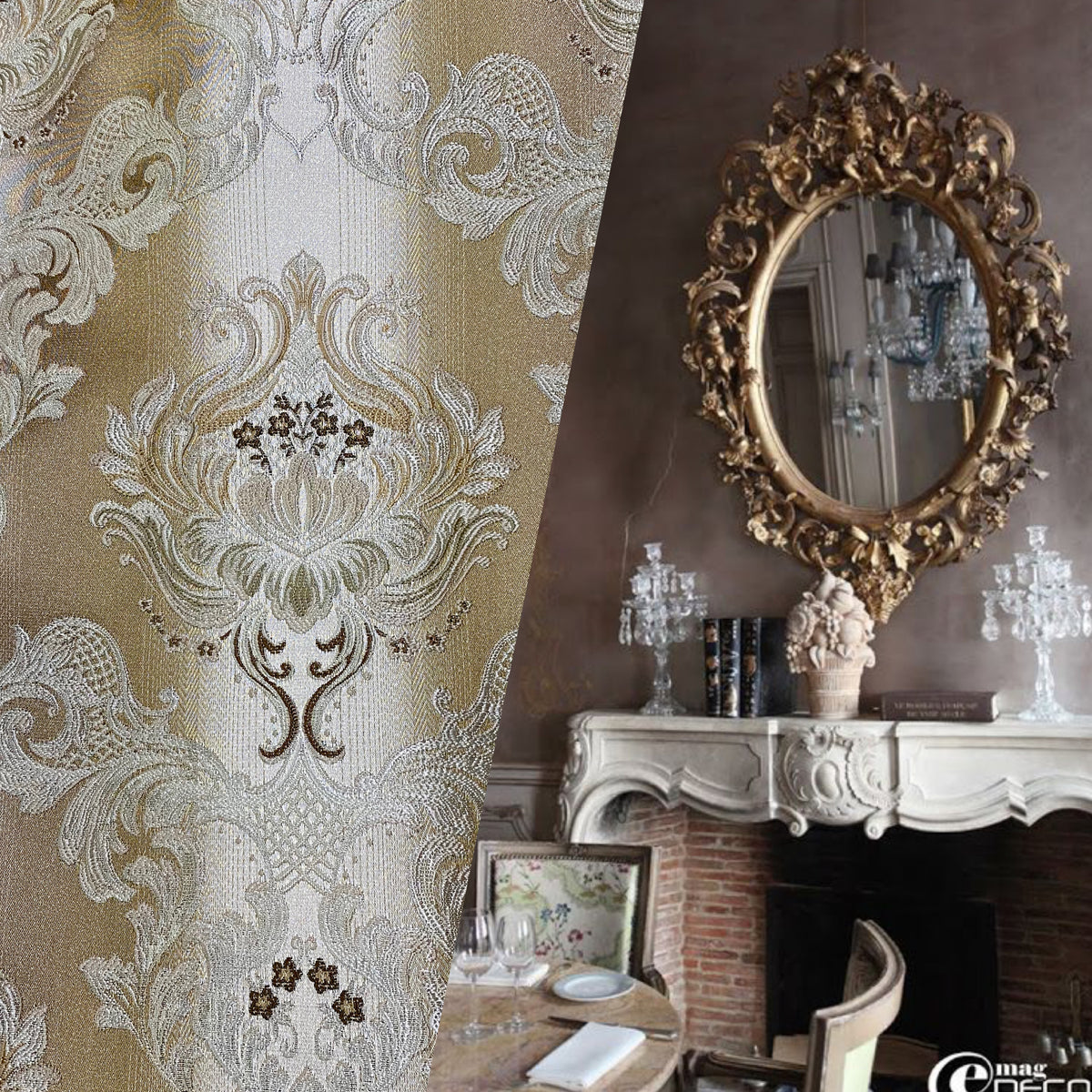NEW King Louis XIV Novelty Neoclassical Brocade Medallion Floral Satin Fabric - Taupe - Fancy Styles Fabric Pierre Frey Lee Jofa Brunschwig & Fils