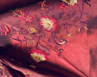 NEW! Duchess Aurora Red with Black Iridescence Faux Silk Embroidered Fabric - Fancy Styles Fabric Pierre Frey Lee Jofa Brunschwig & Fils