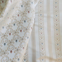 NEW Queen Chantal Novelty Ritz Neoclassical Brocade Dot Satin Fabric - Louis Cream White - Fancy Styles Fabric Pierre Frey Lee Jofa Brunschwig & Fils