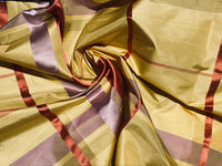 NEW Duchess Philippa 100% Silk Taffeta Plaid Tartan with Satin Ribbon Stripes in Yellow, Lavender, Pink SB_6_15 - Fancy Styles Fabric Pierre Frey Lee Jofa Brunschwig & Fils