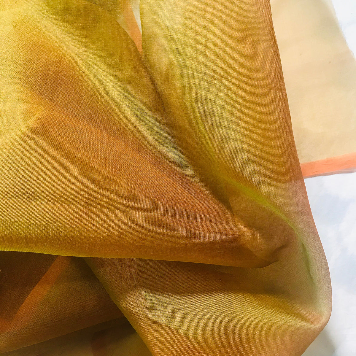 NEW 100% Silk Organza Jewel Orange & Green Iridescence - Fancy Styles Fabric Pierre Frey Lee Jofa Brunschwig & Fils