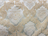 NEW King Rufus Brocade Satin Damask Decorating & Upholstery Fabric- Champagne Gold - Fancy Styles Fabric Pierre Frey Lee Jofa Brunschwig & Fils