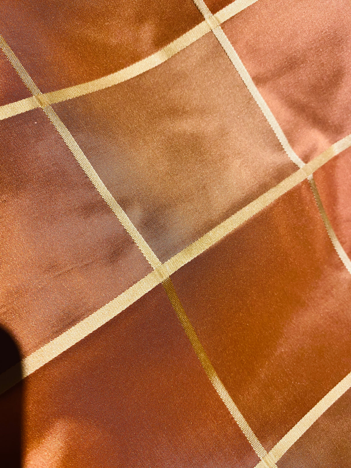 NEW Contessa Lucia 100% Silk Taffeta Plaid Tartan Burnt Peach Fabric SB_6_24 - Fancy Styles Fabric Pierre Frey Lee Jofa Brunschwig & Fils