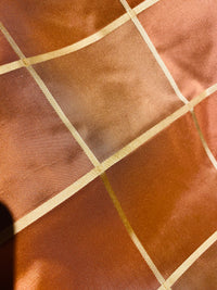 NEW Contessa Lucia 100% Silk Taffeta Plaid Tartan Burnt Peach Fabric SB_6_24 - Fancy Styles Fabric Pierre Frey Lee Jofa Brunschwig & Fils