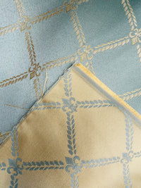 NEW Sir Davidoff Satin Diamond Fleur De Lis Drapery Upholstery Fabric - Duck Egg Blue Style# JP10002 - Fancy Styles Fabric Pierre Frey Lee Jofa Brunschwig & Fils