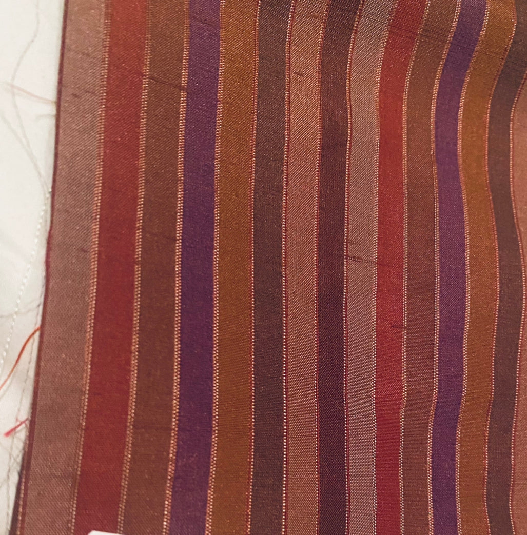 NEW Duchess Roxanne 100% Silk Taffeta Burgundy Brown Striped Fabric SB_1_53 - Fancy Styles Fabric Pierre Frey Lee Jofa Brunschwig & Fils