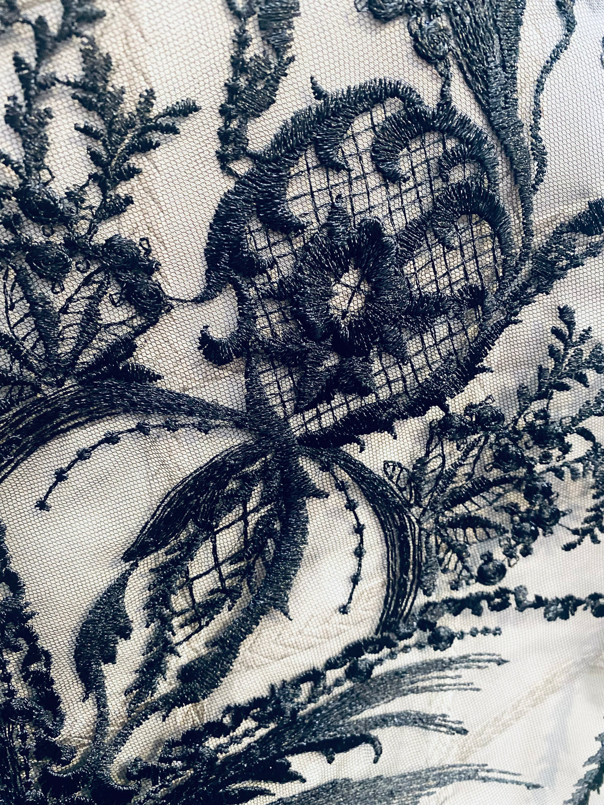 NEW Lady Keala French Novelty Lace Mesh Fabric- Black - Fancy Styles Fabric Pierre Frey Lee Jofa Brunschwig & Fils