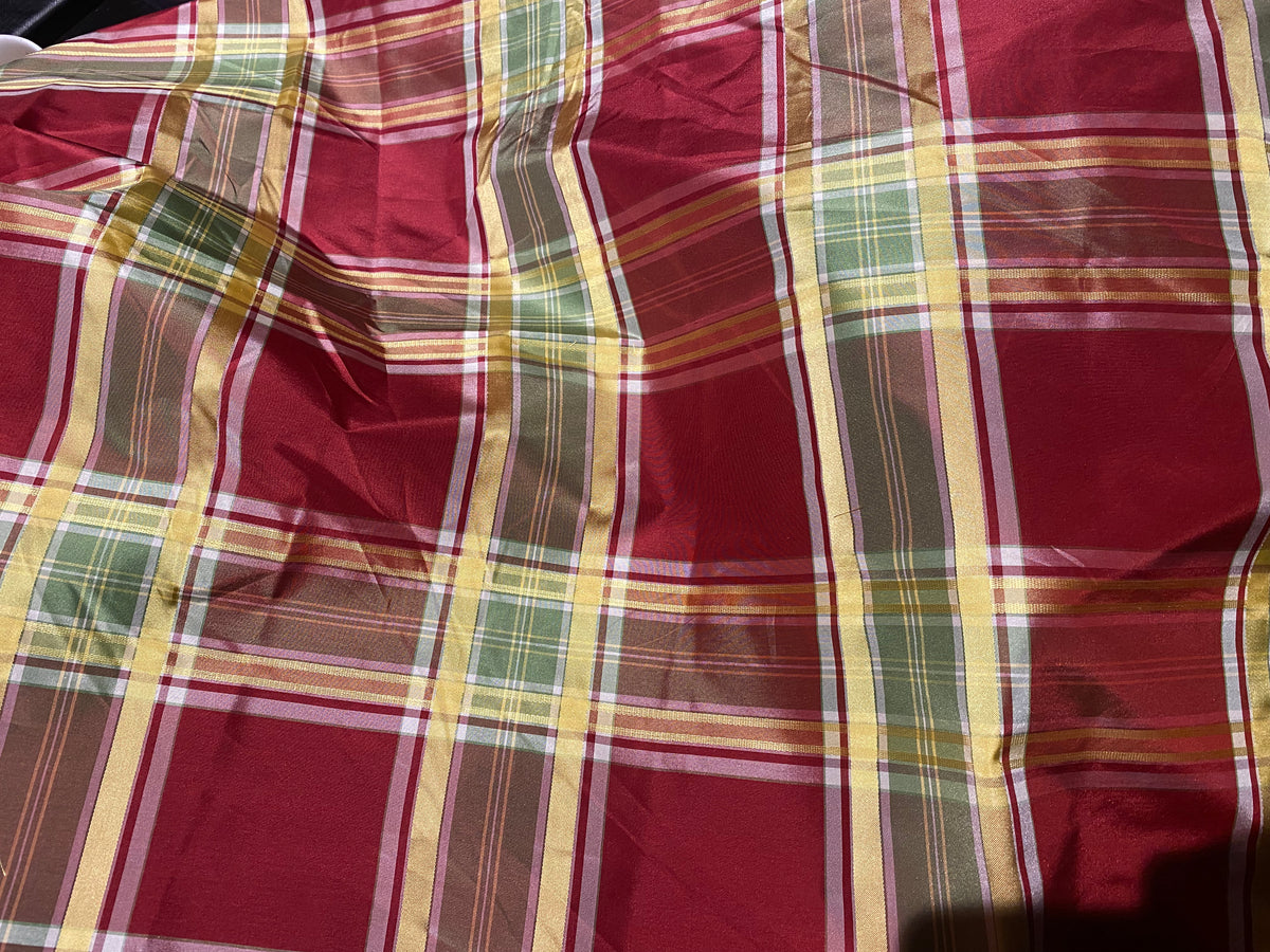 NEW! Duchess Darby 100% Silk Taffeta Plaid Tartan Ribbon Fabric Red SB_1_21 - Fancy Styles Fabric Pierre Frey Lee Jofa Brunschwig & Fils