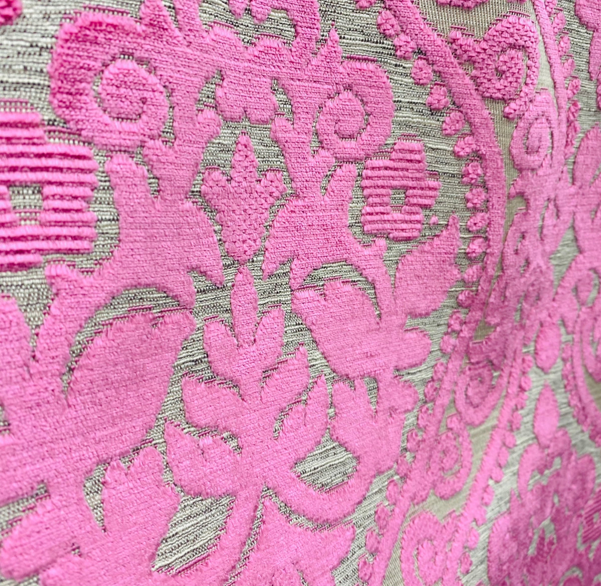 NEW Sir Sanders Novelty Burnout Medallion Chenille Velvet Fabric - Fuchsia Pink - Fancy Styles Fabric Pierre Frey Lee Jofa Brunschwig & Fils