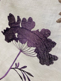 NEW! SALE! Queen Joelle 100% Linen Fabric Floral Embroidery- Purple - Fancy Styles Fabric Pierre Frey Lee Jofa Brunschwig & Fils