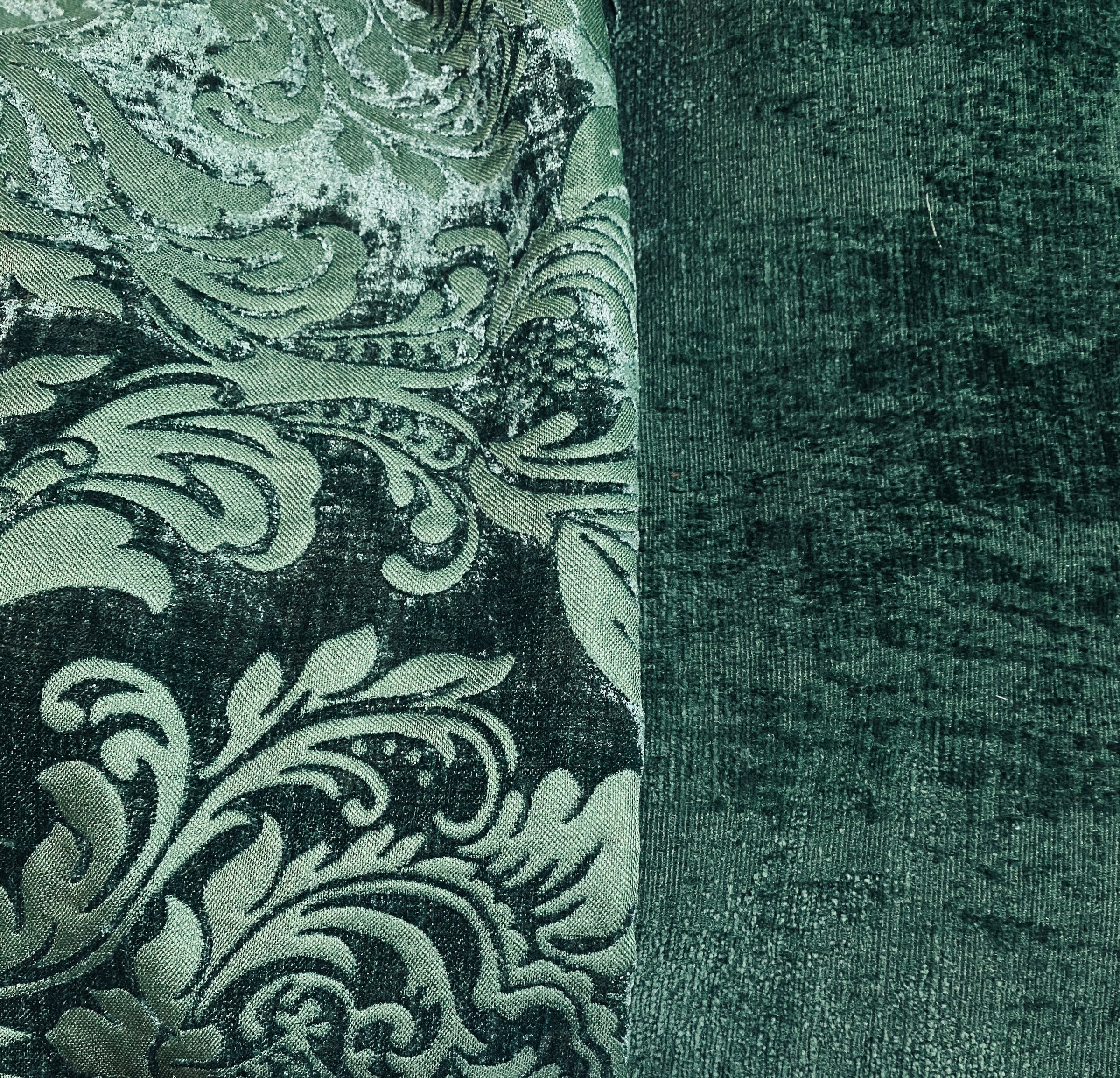 Emerald Green Damask Embossed Velvet Upholstery Drapery Fabric – Fashion  Fabrics LLC