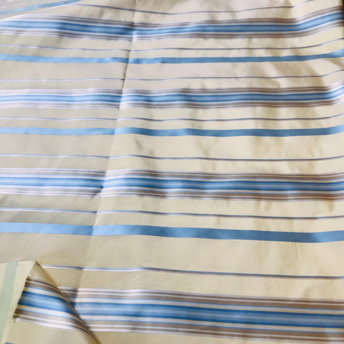 NEW Lady Grace 100% Silk Taffeta Fabric Butter Yellow and Blue Stripes - Fancy Styles Fabric Pierre Frey Lee Jofa Brunschwig & Fils