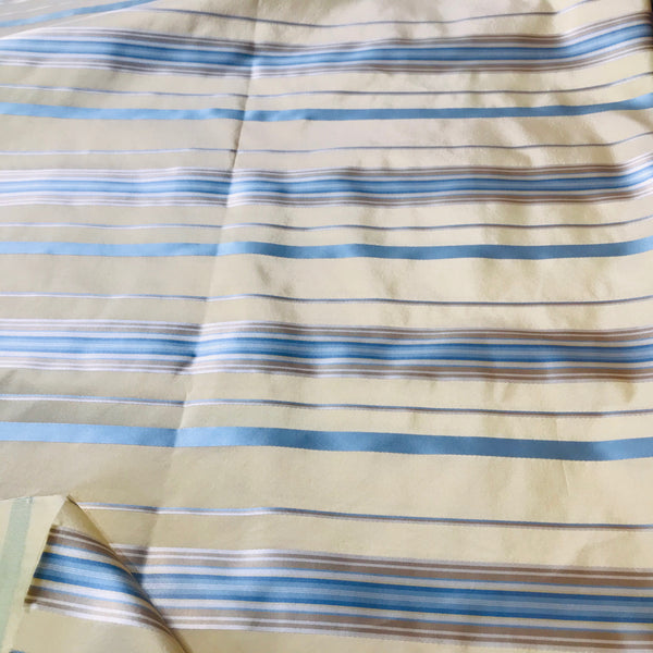 NEW Lady Grace 100% Silk Taffeta Fabric Butter Yellow and Blue Stripes - Fancy Styles Fabric Pierre Frey Lee Jofa Brunschwig & Fils