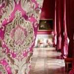 NEW Queen Marianna Novelty Ritz Neoclassical Brocade Satin Fabric - Magenta