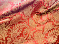 NEW Lord Mathias 100% Silk Taffeta Jacquard Floral Fabric - Red and Gold - Fancy Styles Fabric Pierre Frey Lee Jofa Brunschwig & Fils